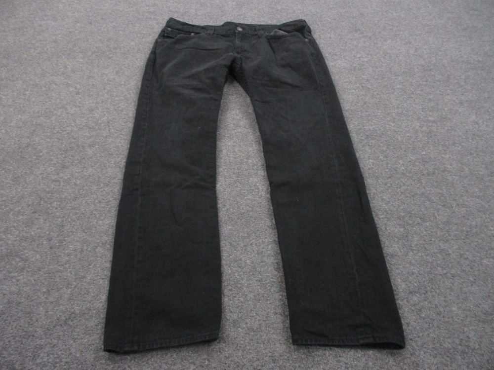 True Religion Jeans Mens 38 Black Denim Straight Skinny Flap Classic Outdoor