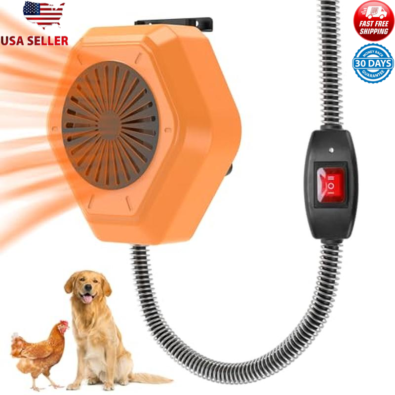 800W Dog House Heater Wall Mount Indoor Outdoor W/ 10ft Anti Bite Cord New