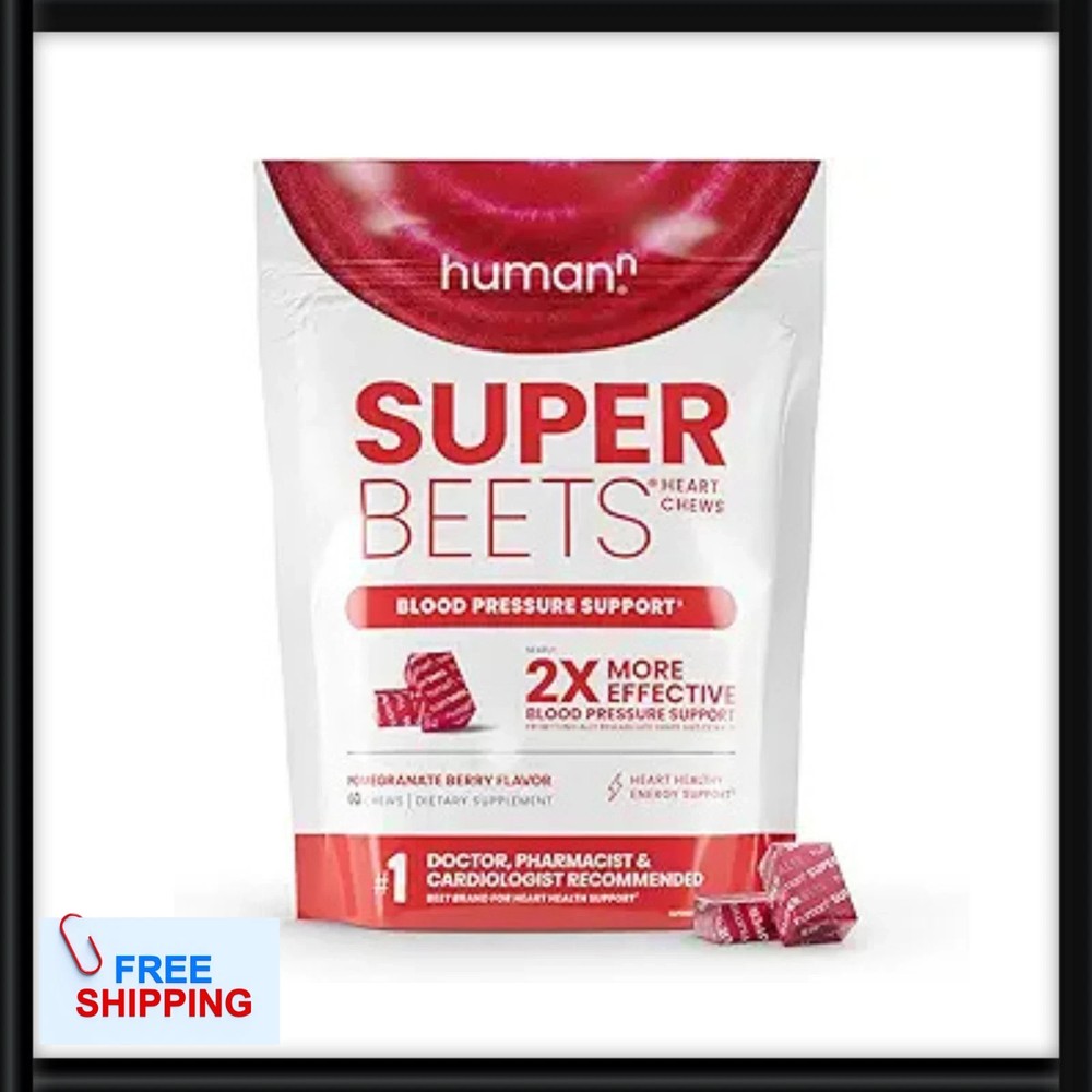 Humann SuperBeets Heart Chews: Nitric Oxide & Blood Pressure Support, 60 Count