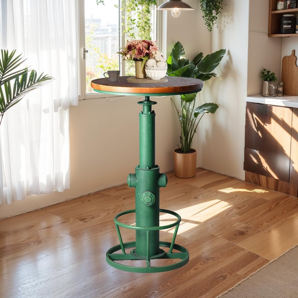 Adjustable 38.58-48.43 Industrial Bar Table for Kitchen Dining Coffee Pub
