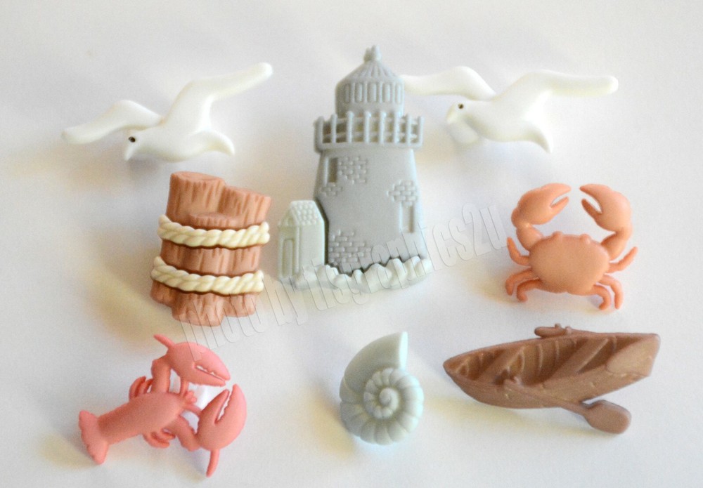 Ocean View / Nautical Buttons ~ Dress It Up / Lighthouse ~ Lobster ~ Sea Gulls