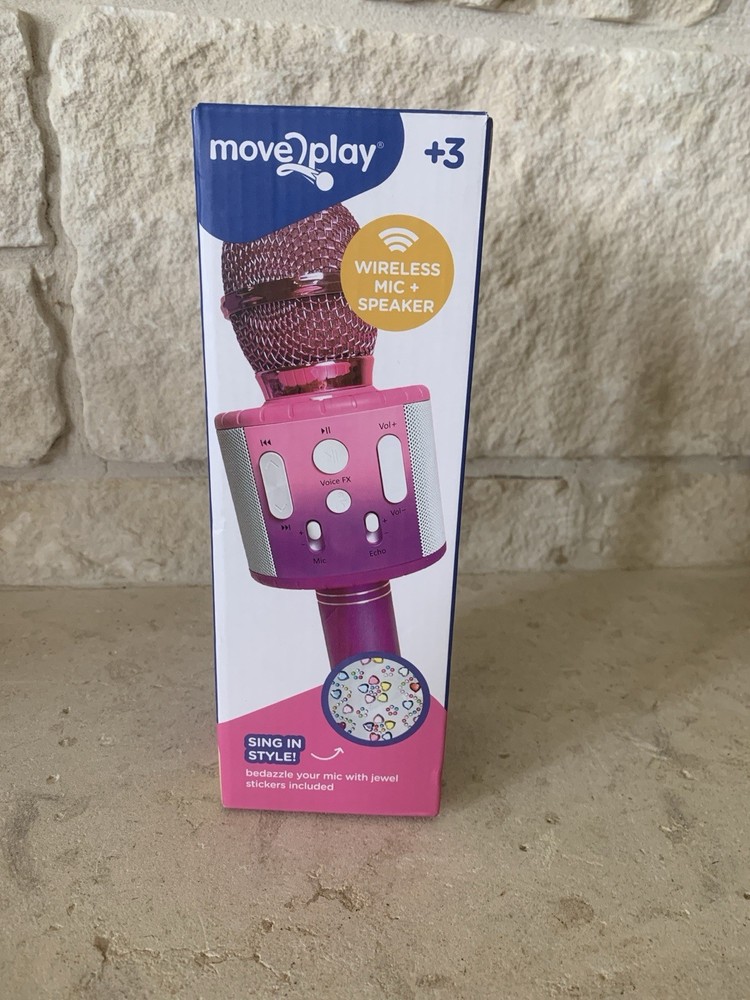 Move2Play Star Karaoke Microphone with 15 Pre-Loaded Kids Songs and Bluetooth