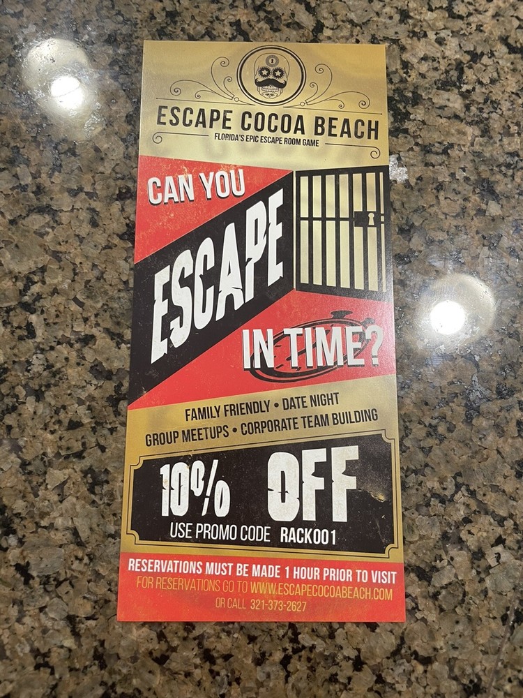 Escape Coco Beach Brochure Flyer Coupon Florida Epic Escape Room Game-image