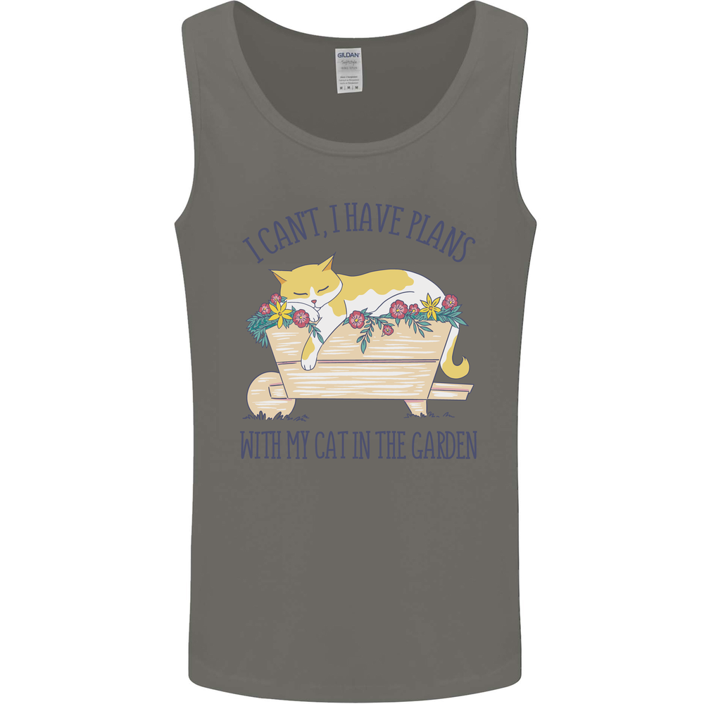 Plans With My Cat in the Garden Gardener Mens Vest Tank Top