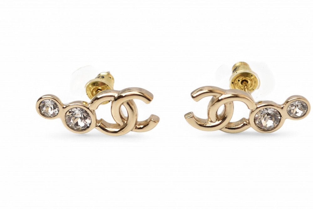 Chanel B24 Rhinestone Gold CC COCO Mark Pierce Accessories