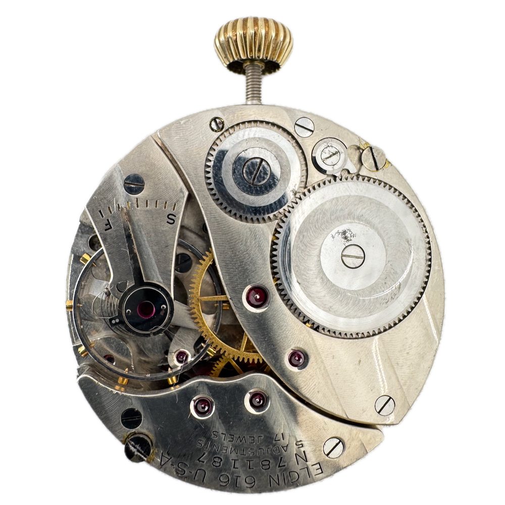 Vintage 16s 1951 Elgin Montgomery 17J Mechanical Pocket Watch Movement 616 USA