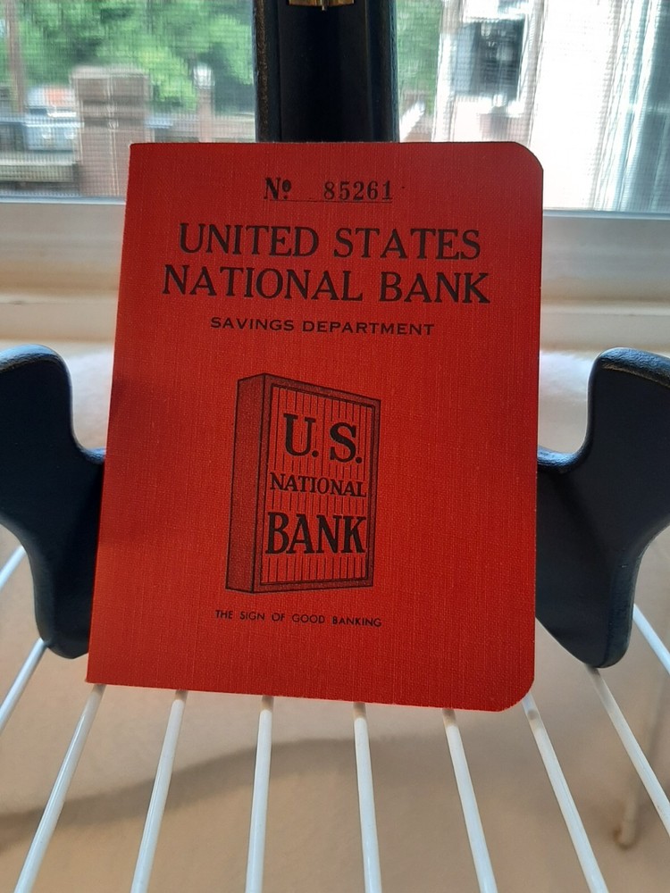 United States National Bank Savings Deposit Book Bank Log 70's Red Johnstown, Pa