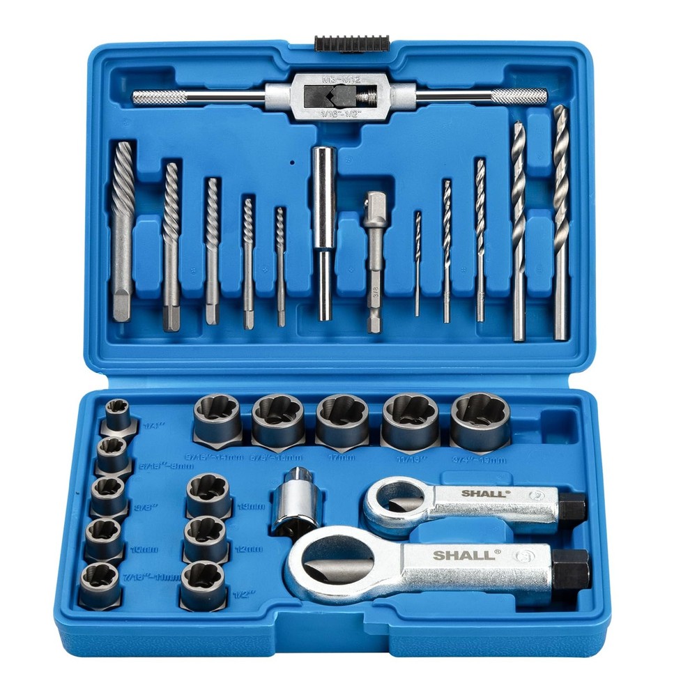 29-Piece Bolt & Screw Extractor Set with Case - 13 Extractors & 5 Accessories