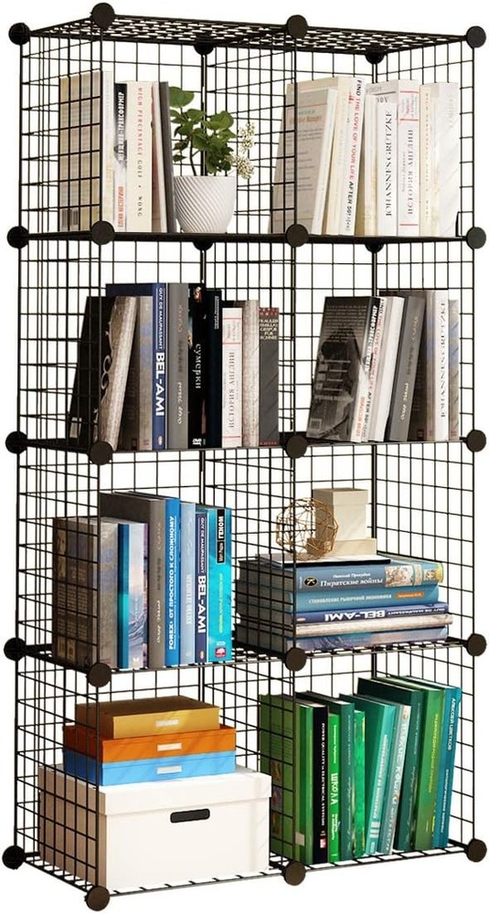 14x14 Wire Cube Storage Unit 8-Cube Metal Grid Organizer Modular Shelving