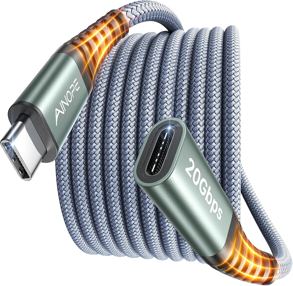 6.6FT USB C Extension Cable 20Gbps 240W USB3.2 4K@60Hz Video Support