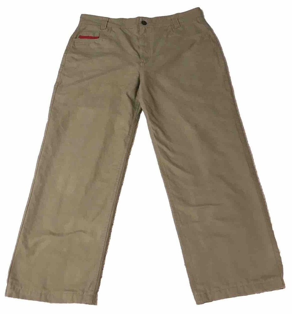 Eastern Mountain Sports Flannel Lined Khaki Tan Pants Mens 38 x 28 Winter Hiking