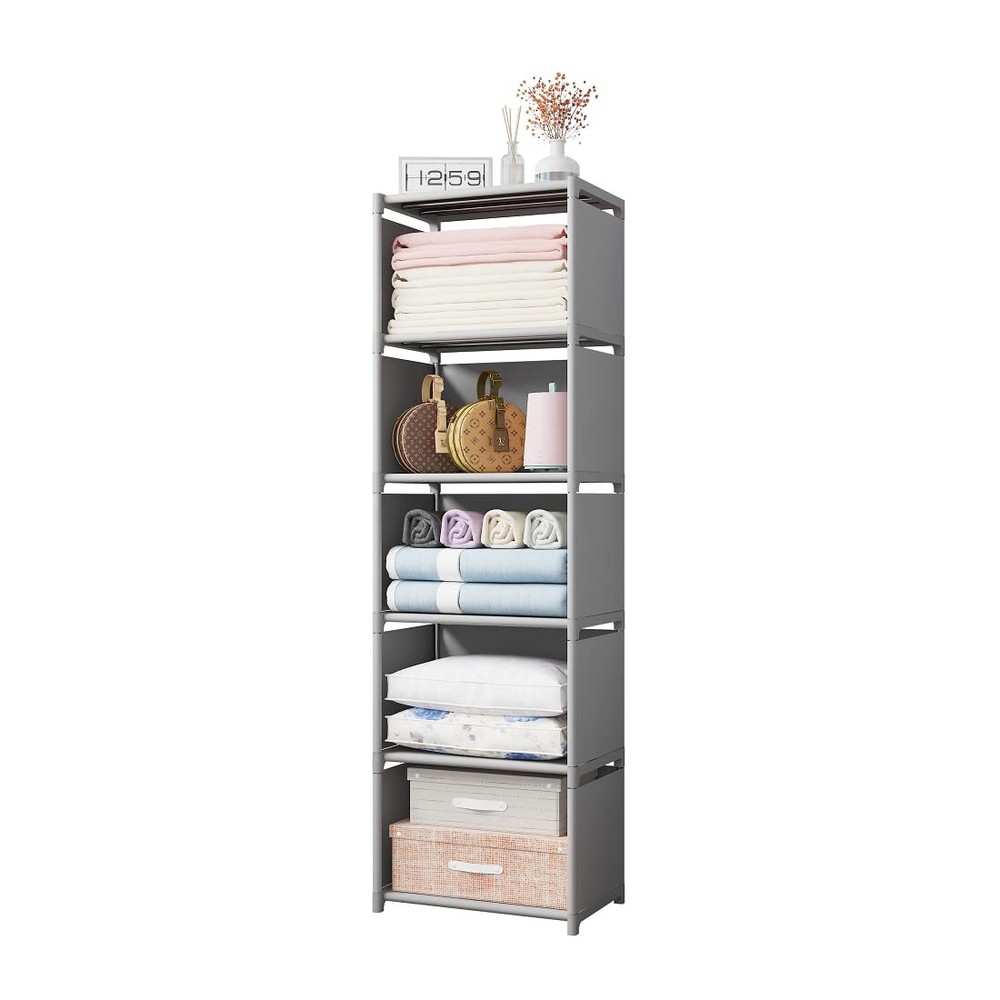 Storage Organizer Shelves for Bedroom Closet 5-Cube, Space-Saving 6-Layer Boo...