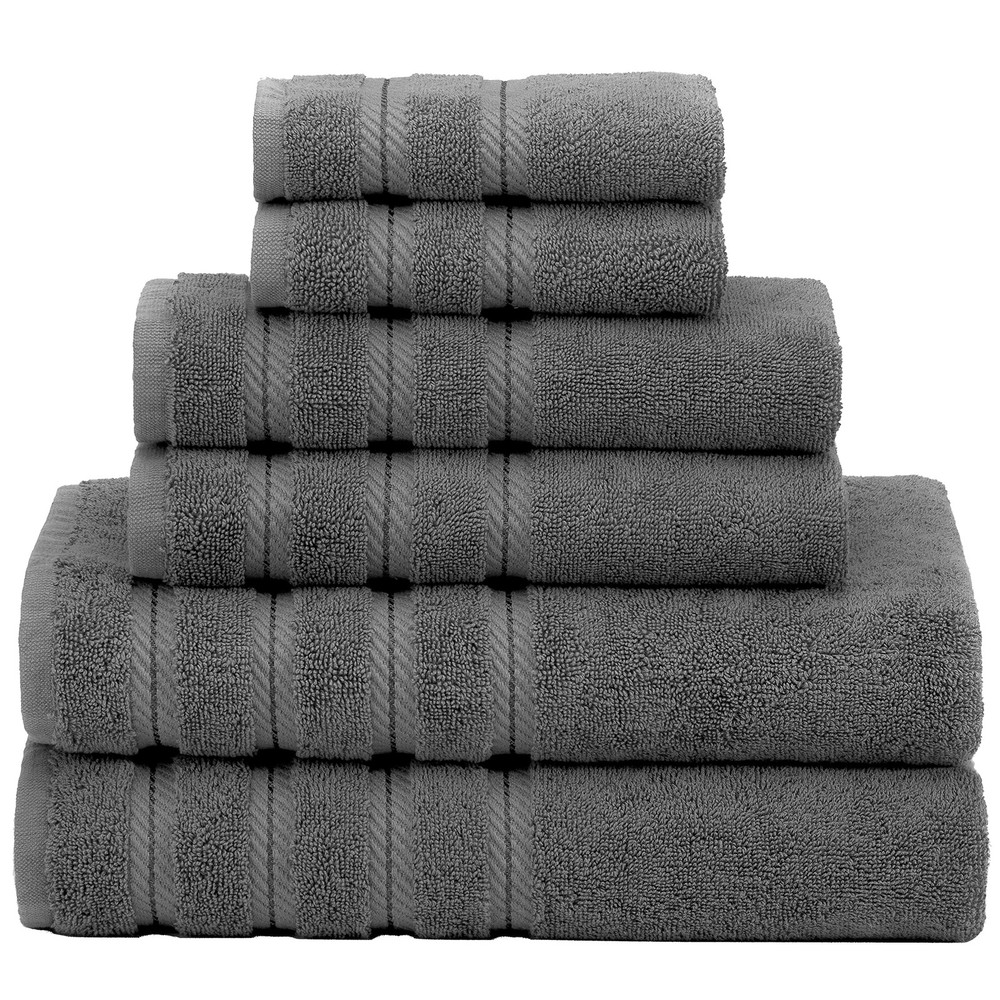 100% Carded Cotton 6-Piece Towel Set 590 GSM Heavyweight Soft Absorbent Turkish