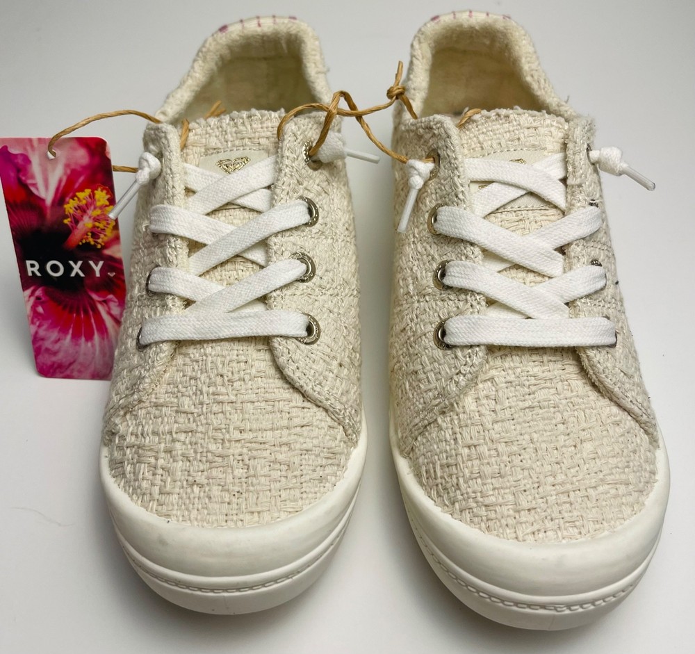 Women’s ROXY Bayshore Plus Lace-Up Sneaker shoe 6 8 solid natural beige $50