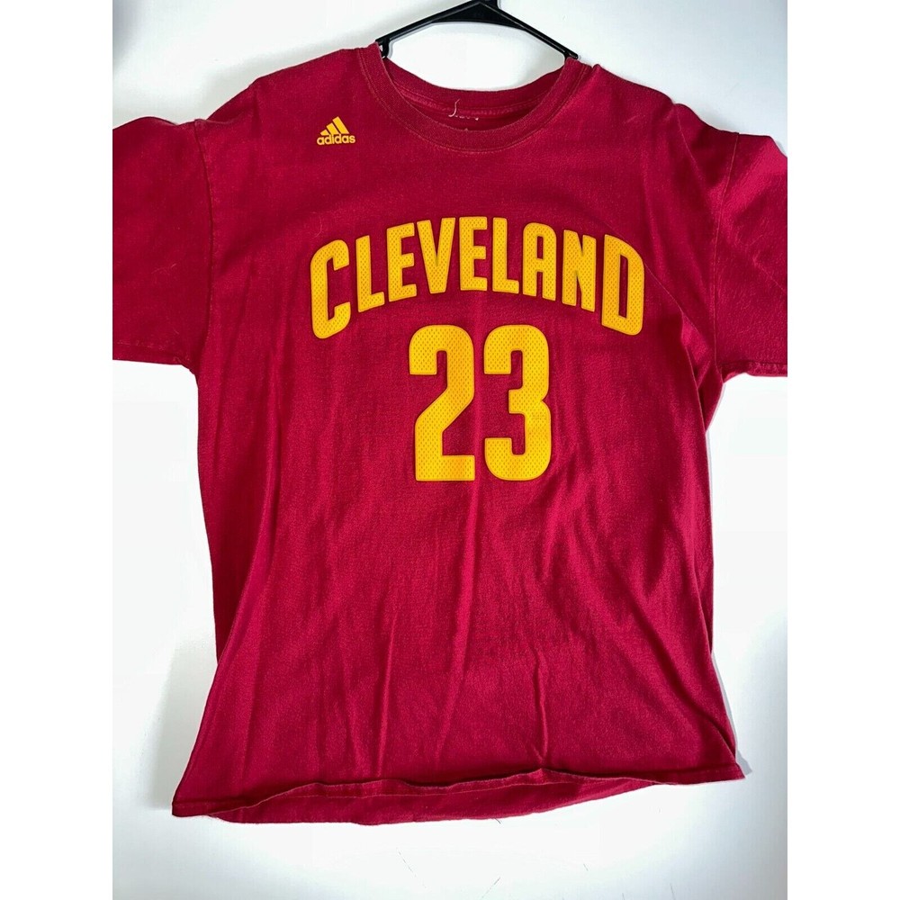 Cleveland Cavs Lebron James 23 NBA Men's Red Crew Neck Short Sleeve Pullover
