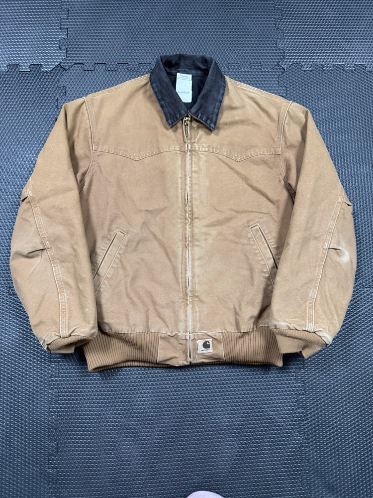 Vintage Carhartt Santa Fe J14 BRN Canvas Bomber Jacket Size Large