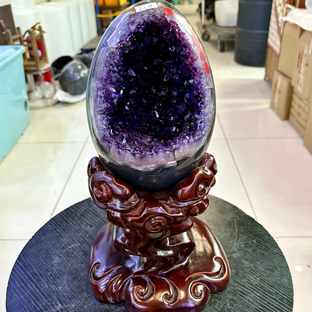 15.84LB Large Natural Amethyst geode quartz cluster crystal Egg specimen Healing