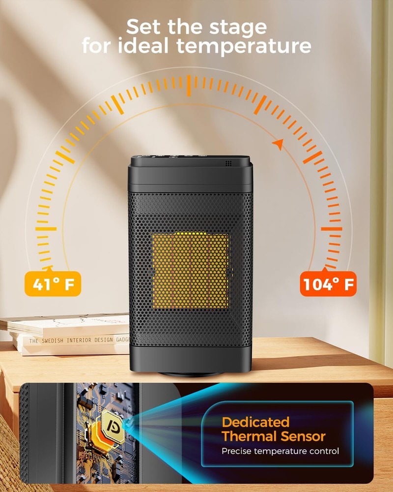 1500W Indoor Space Heater with Thermostat&Remote,70° Oscillating Electric Heater