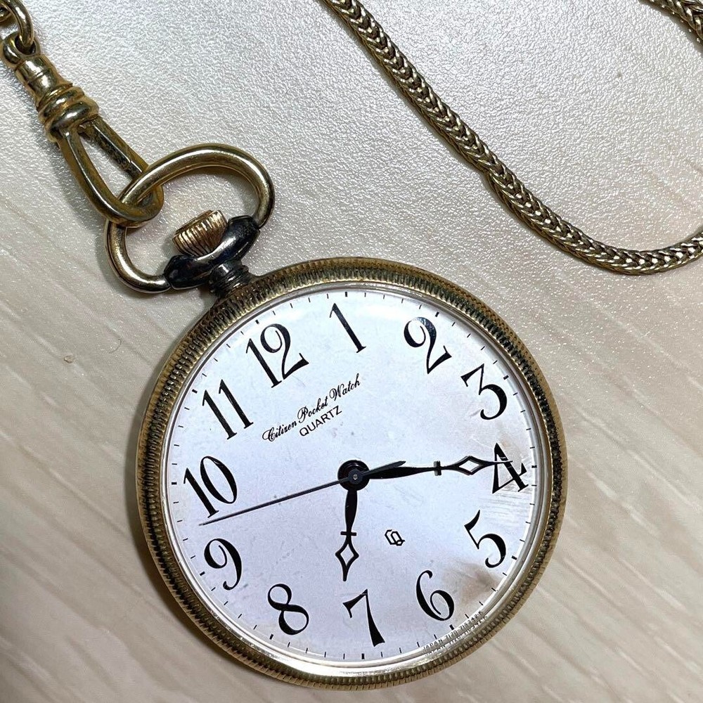 Vintage Citizen 41mm White Dial Pocket Watch with Classic Design