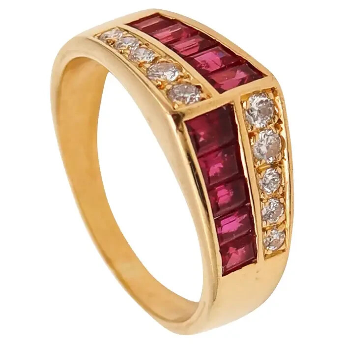 4Ct Emerald Cut Simulated Red Ruby/Wedding Pinky Ring 925 Yellow Sterling Silver