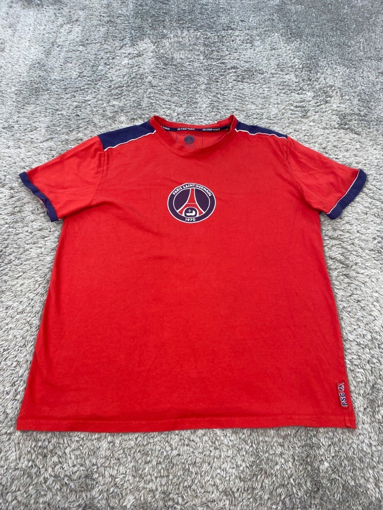 Paris Saint Germain Shirt Mens 2XL Red PSG Retro Logo Crest Football Soccer Tee