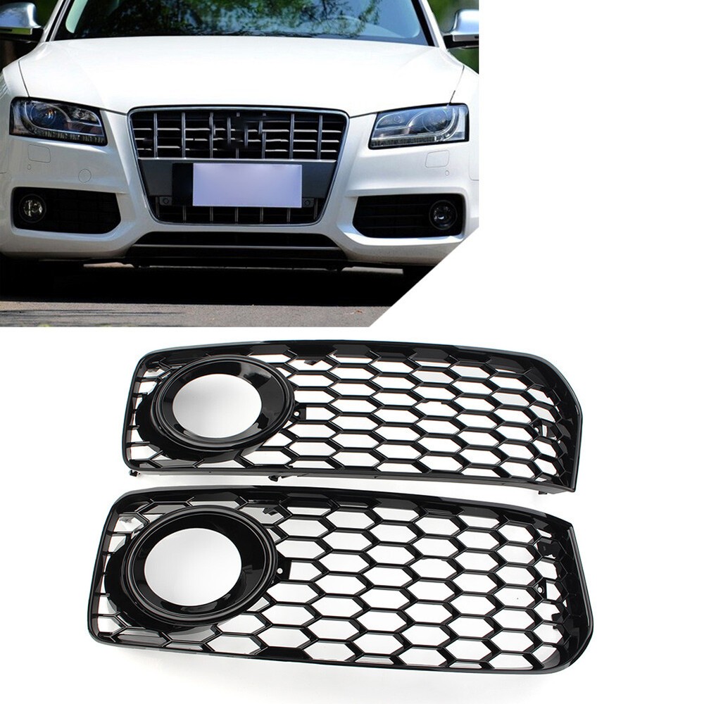 Honeycomb Mesh Front Bumper Fog Light Grille Cover For Audi A5 S5 B8 RS5