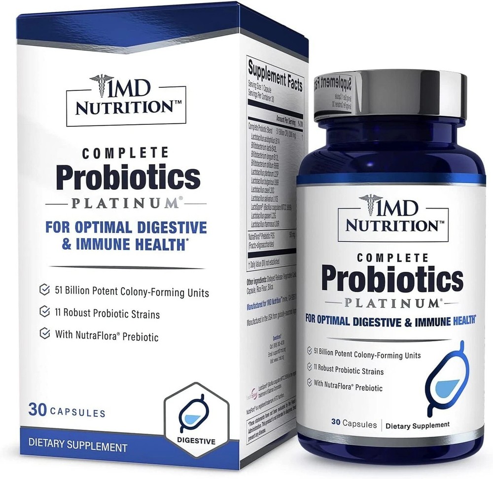 1MD Nutrition Complete Probiotics 30 Caps Gut Digestive Support Exp. 12/2027