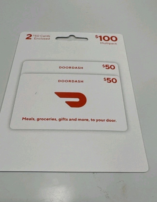 $100 DoorDash Gift Card - 2 x $50 Physical Cards for Food Delivery-image