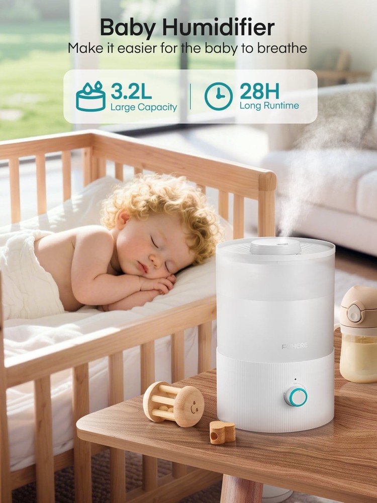 7-color Light Top Fill Cool Mist Ultrasonic Humidifier for Baby Rooms and Plants