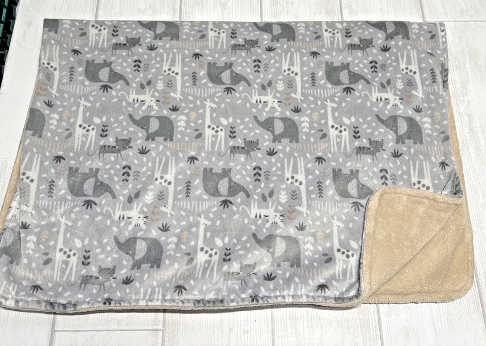 Parents Choice Baby Blanket Zoo Jungle Safari Animal Gray Elephant Giraffe Tiger