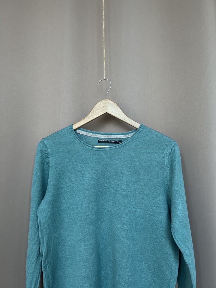 Gudrun Sjoden Turquoise Organic Linen Sweater Tunic Long Sleeve Size L