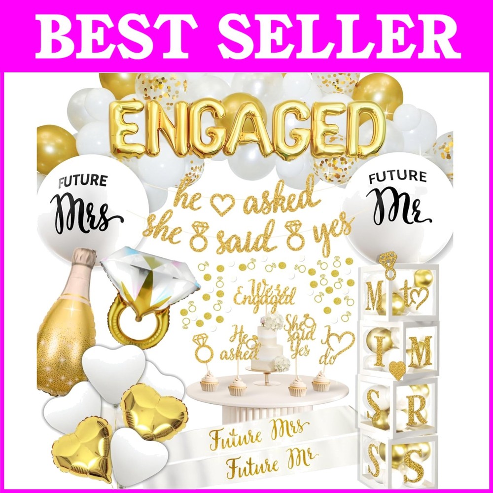 Vibrant 248-Piece Engagement Party Decorations with Elegant Balloons and Banners