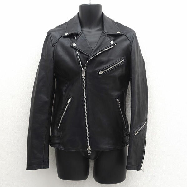 Black Double Leather Rider's Jacket for Men & Boys - Size 4 by Jackrose 250706J