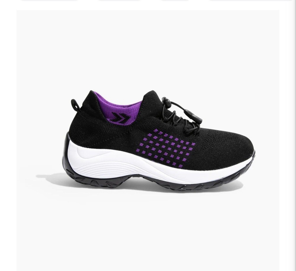 Comfort Wear Women’s Shoes Size 7.5 Black With Purple Stripes. NIB for Nurses!