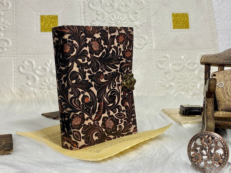 Handmade Vintage Leather Journal with Floral Embossing - Perfect Gift for Men & Women