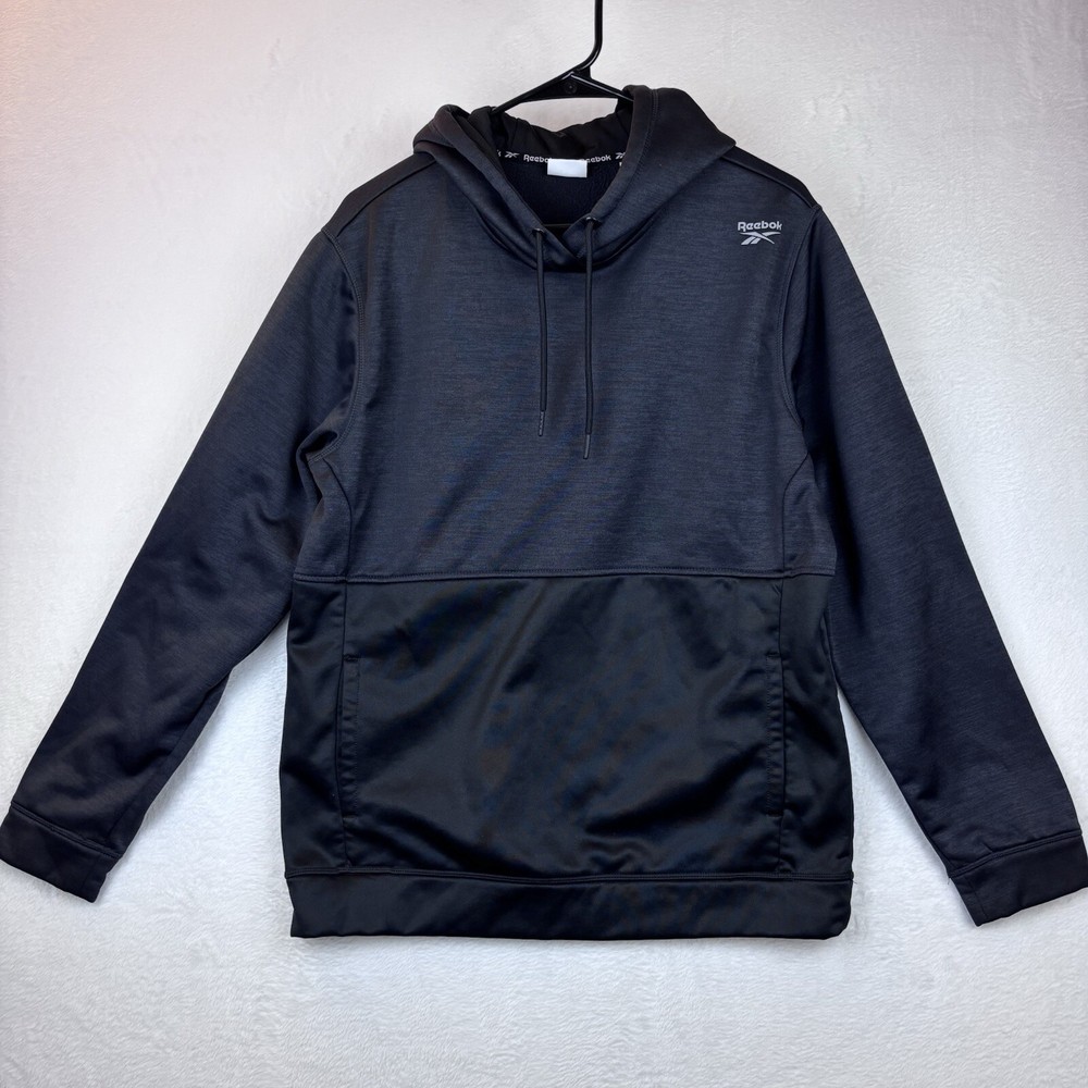 Reebok Hoodie Sweatshirt Mens Medium Ebony Heather Summit PO Fleece Hoodie