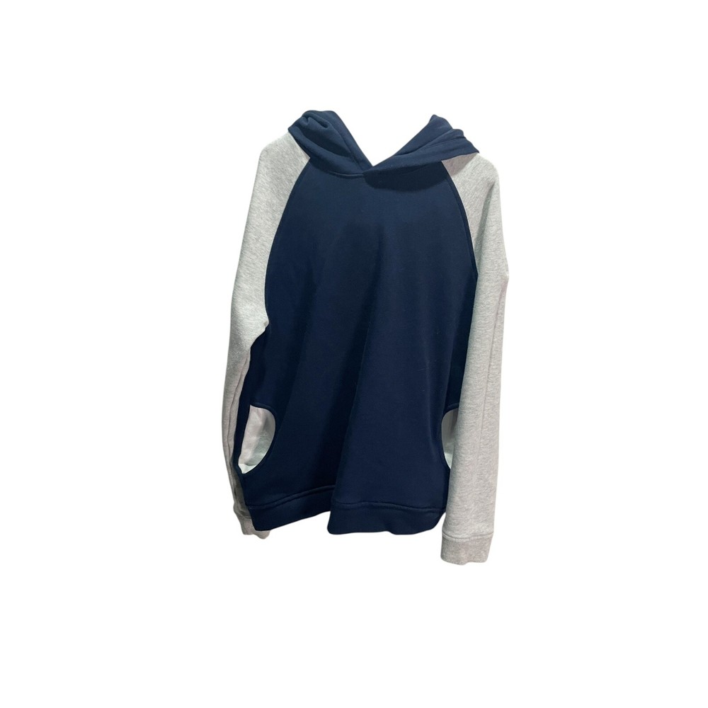 Boy's JANIE & JACK size 12 Navy Blue/Gray Hooded Sweatshirt Raglan