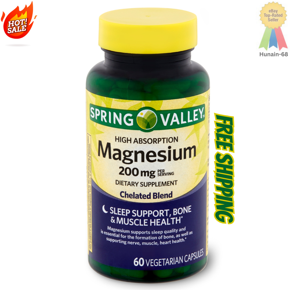 NEW Spring Valley Magnesium Mineral Supplements, 200 mg, 60 Ct