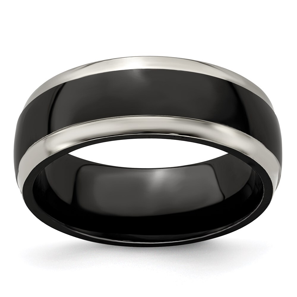 Titanium Black Titanium 8mm Band Ring Size 7 for Men 6.11gm