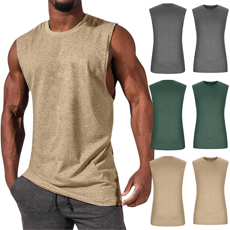 Mens Gym Workout Tank Tops Muscle Tee Stringer Bodybuilding Sleeveless T-Shirt T