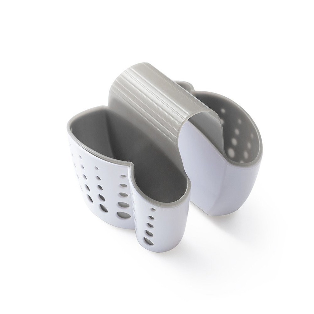 Compact Plastic Sink Caddy Sponge and Soap Holder for Kitchen Faucets