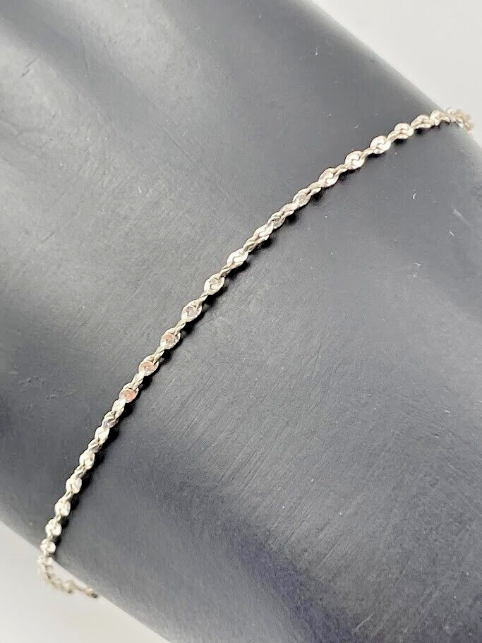 ITALY 925 STERLING SILVER 1.4MM SINGAPORE CHAIN ANKLET BRACELET 9.5