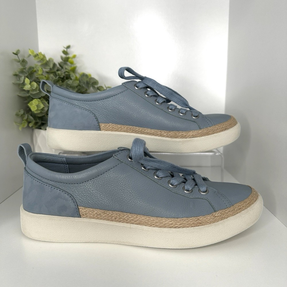 Vionic Womens Winny Blue Leather Lace-Up Casual Sneakers Size 6.5
