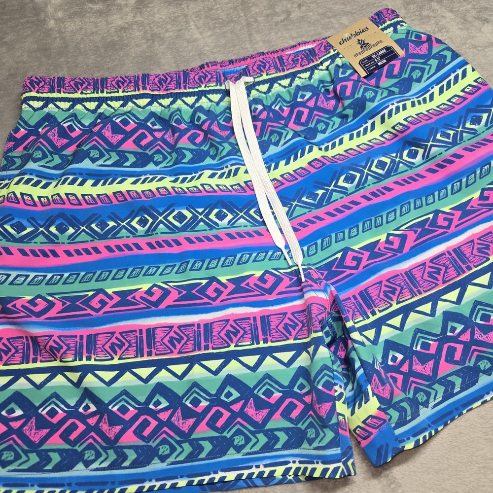 Chubbies Swim Trunks XXL Retro Tribal Pattern Shorts Mesh Lined 5.5 Inseam NWT