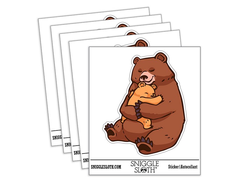Mother Grizzly Bear and Cub Vinyl Sticker Set - 5 Pack