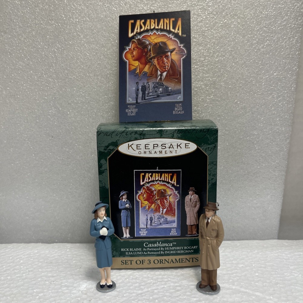 Hallmark CASABLANCA Bogart Bergman Poster 3 Mini Ornament Set New in Box 1997