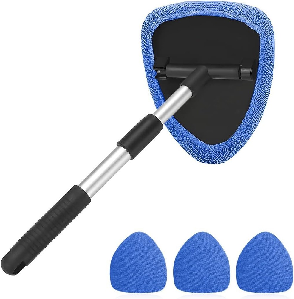 Extendable Windshield Cleaner with 4 Washable Wipes for Car Windows