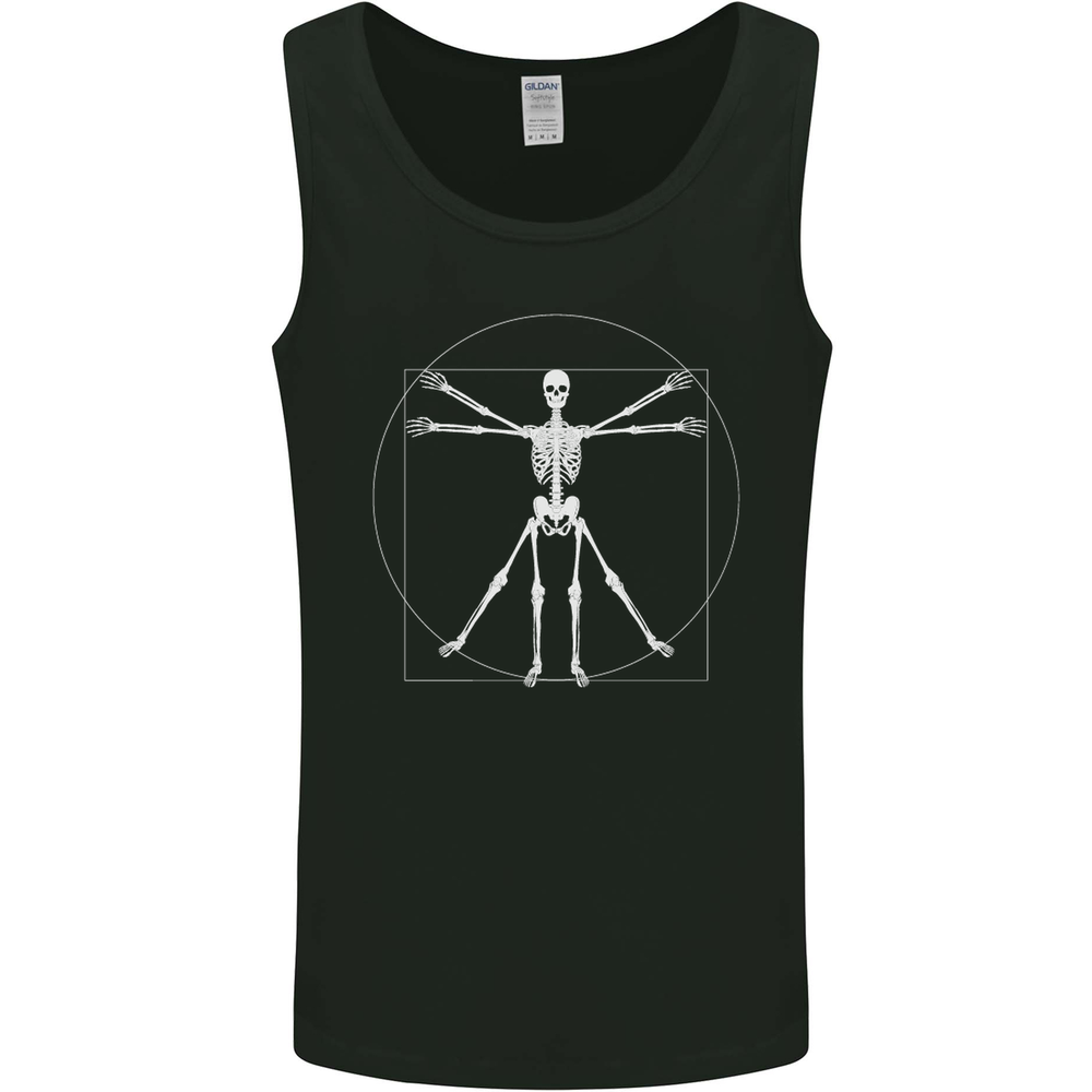 Vitruvian Skeleton Halloween Skull Funny Mens Vest Tank Top
