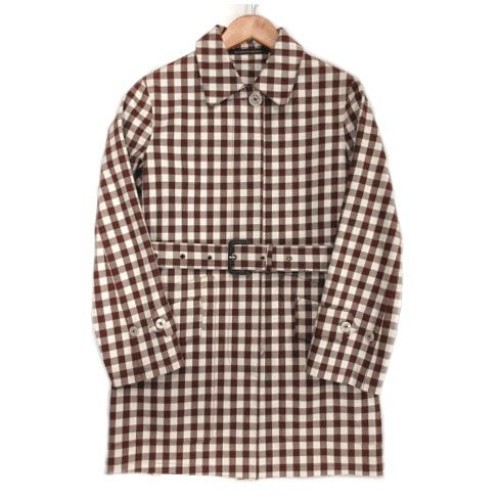 Mackintosh Balmacaan Coat Asian fit XS 34 US size XXS Brown Check Cotton