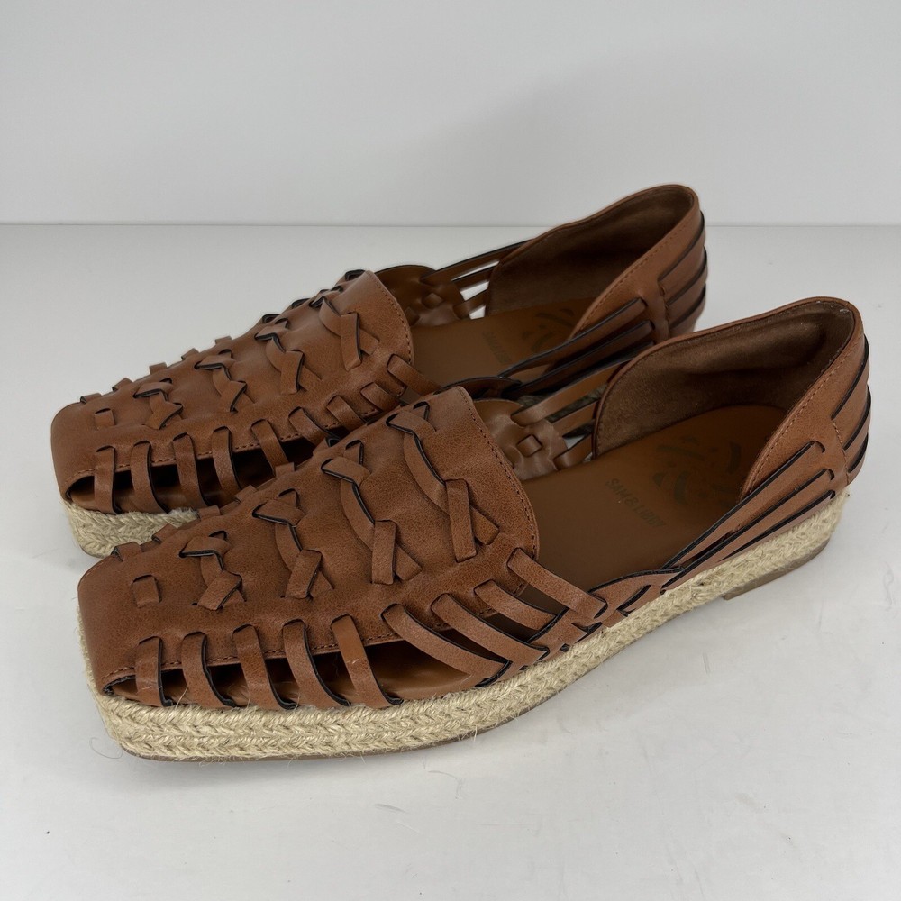 Sam & Libby Womens Size 8.5  Woven Brown Asha Espadrille Saddle Slip On Shoes